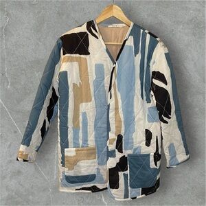 OST Abstract Patterned Quilted Jacket Small